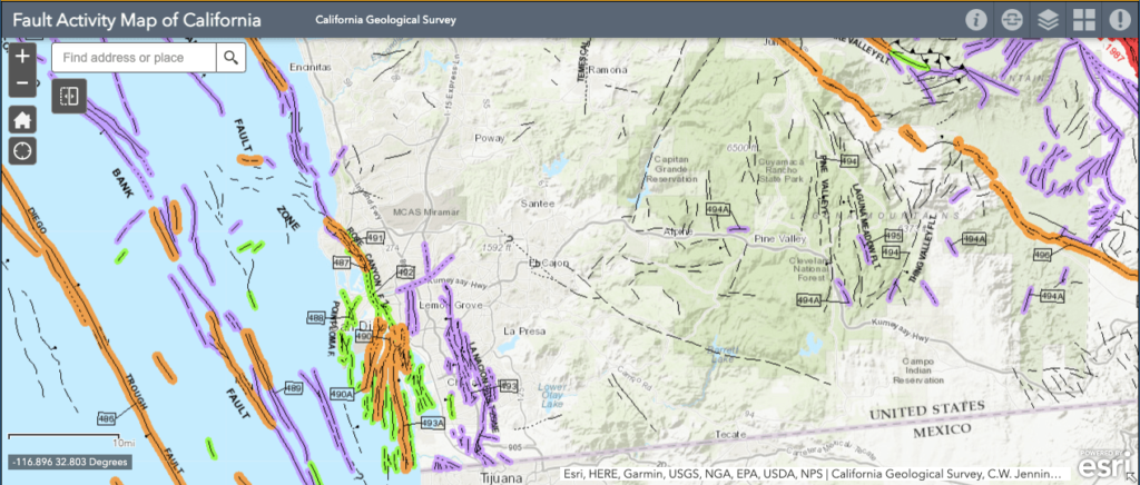 fault activity map of san diego california